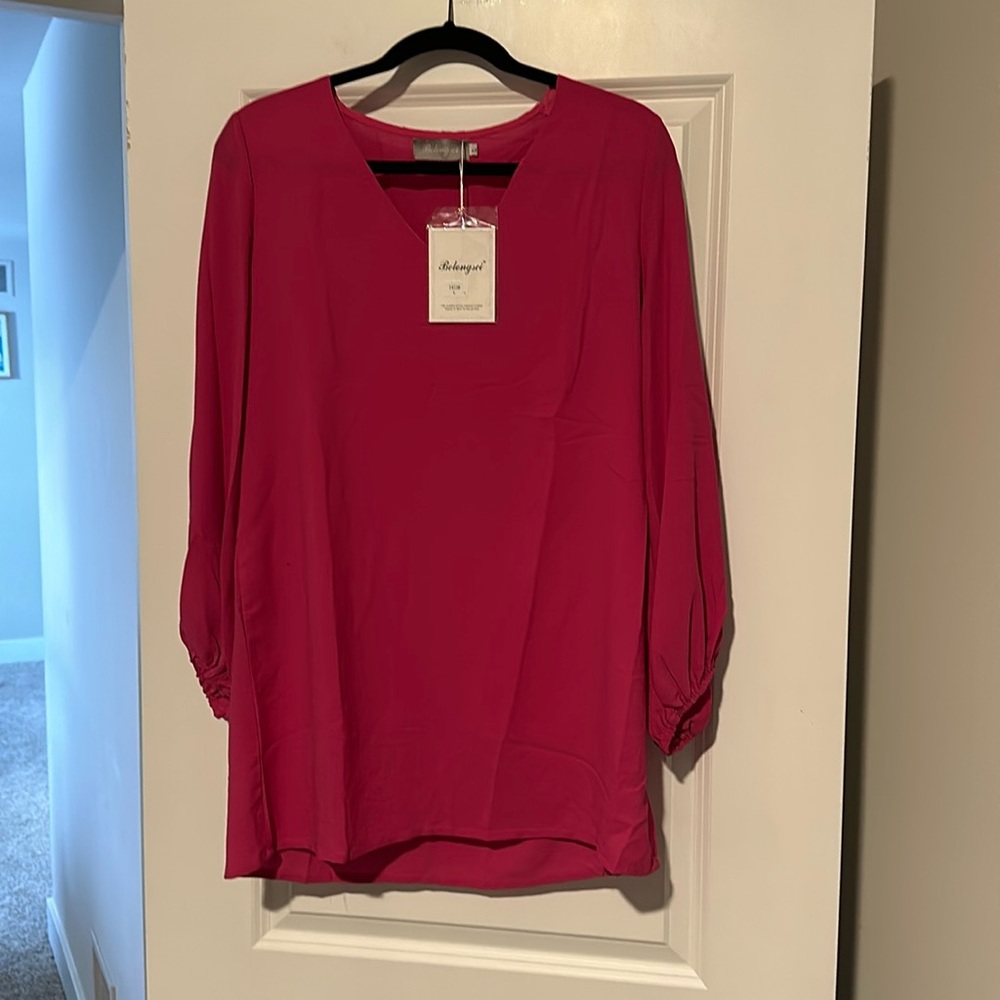 NWT Pink Chiffon Top size L
